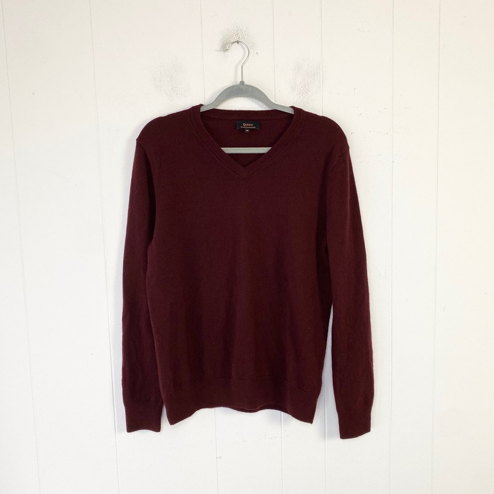 Quince Women's M Mongolian Cashmere V-Neck Sweater Rich Burgundy SHWDC01